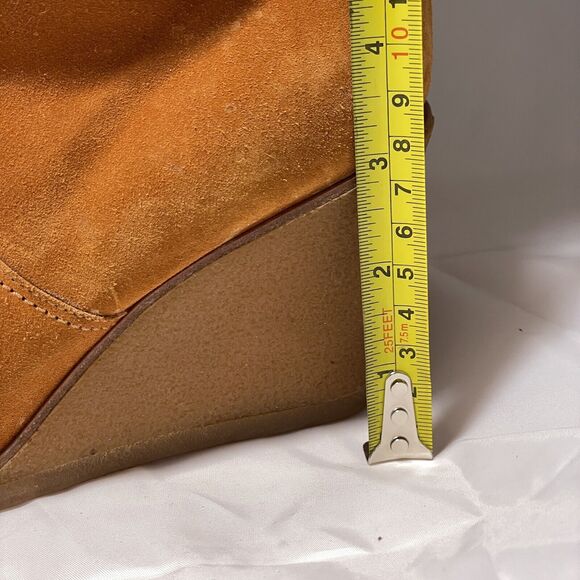 Salvatore Ferragamo Slouch Boots Women Size 8.5 Suede Leather Brown Wedge Heels - Picture 12 of 13